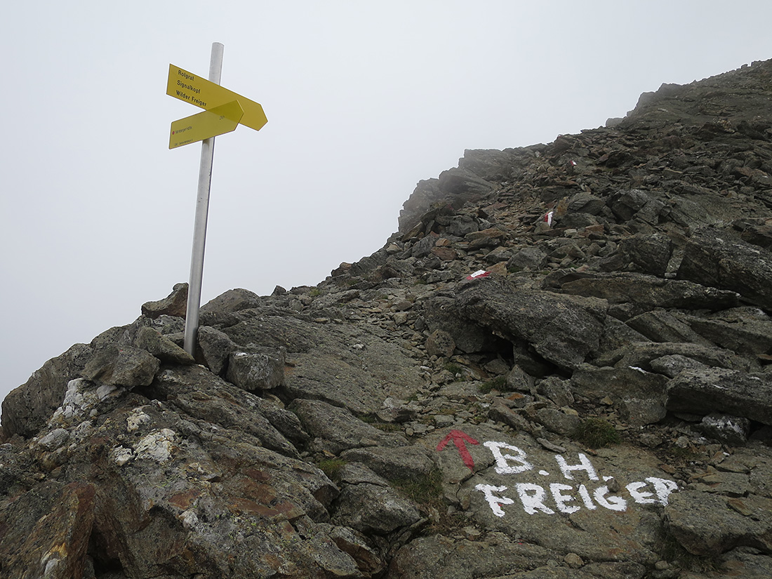 freiger140.jpg - Auf der Scharte. Es wurde ein neuer Weg markiert zur Freigerscharte. Früher nur über Gletscher zu erreichen.